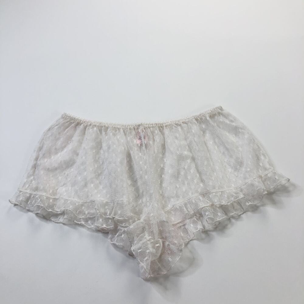 Victoria's Secret Red Satin Lace Trim Cheeky Lounge Sleep Shorts Medium STAIN